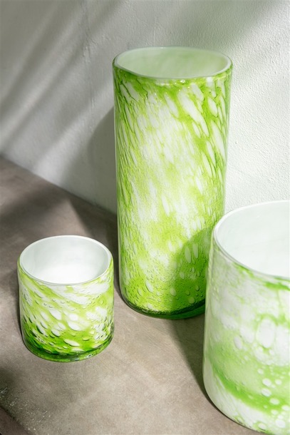Vaas marmerlook groen/wit - 0