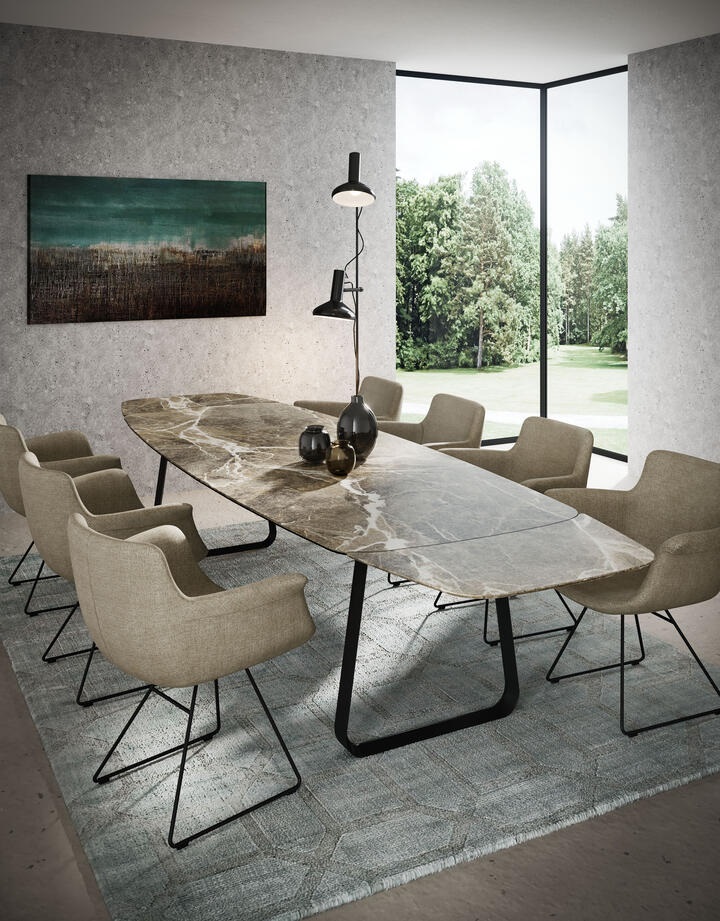 Horeca tafelblad | Donkere houtlook | 50x50 cm | Roségoud | BIG Möbel