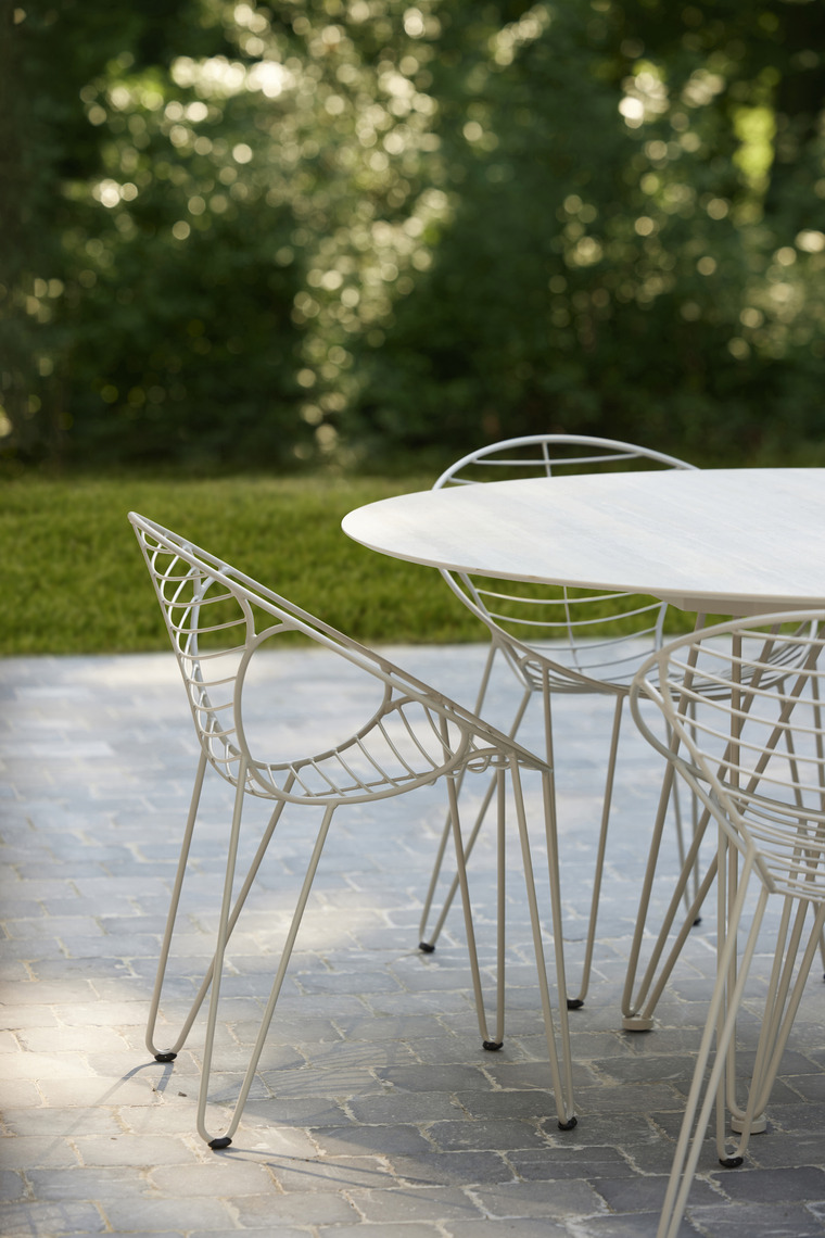 wire round travertino grey wire dining chair 